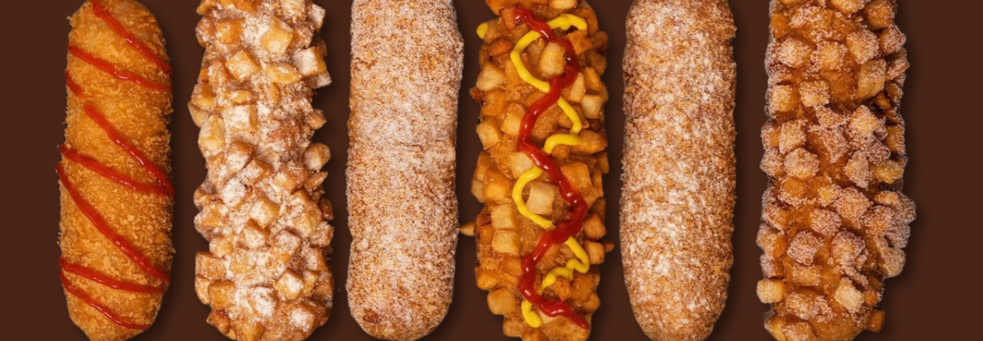 Assorted Korean corndogs lineup